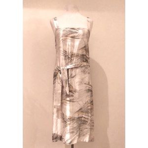 Acqua Studio Midi Dress Draped Flowy Back Unique Design Silk Graphic Formal S